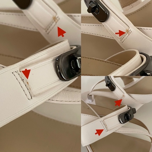 Coach Turnlock Leather Olina Matte White Thong Heel Dress Sandals Women’s 8.5 - Picture 10 of 15